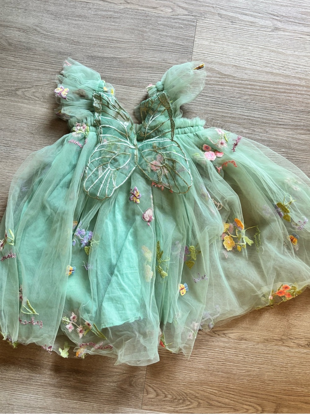 Sage Green Floral Tulle Butterfly Dress